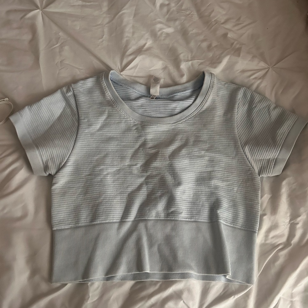 Light Blue Ribbed Athletic Top